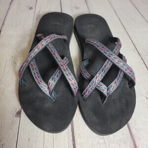 Teva Flip Flops Sandals 6840 Women's Size 9 Olowahu Mush Retro Geometric Multi